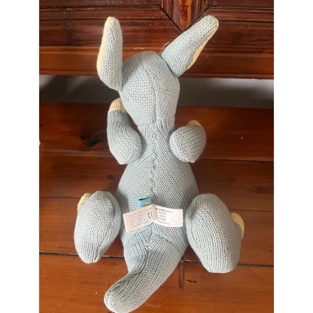 Vintage Rich Frog Kangaroo Rattle a Roo Knit Cotton Stuffed Animal